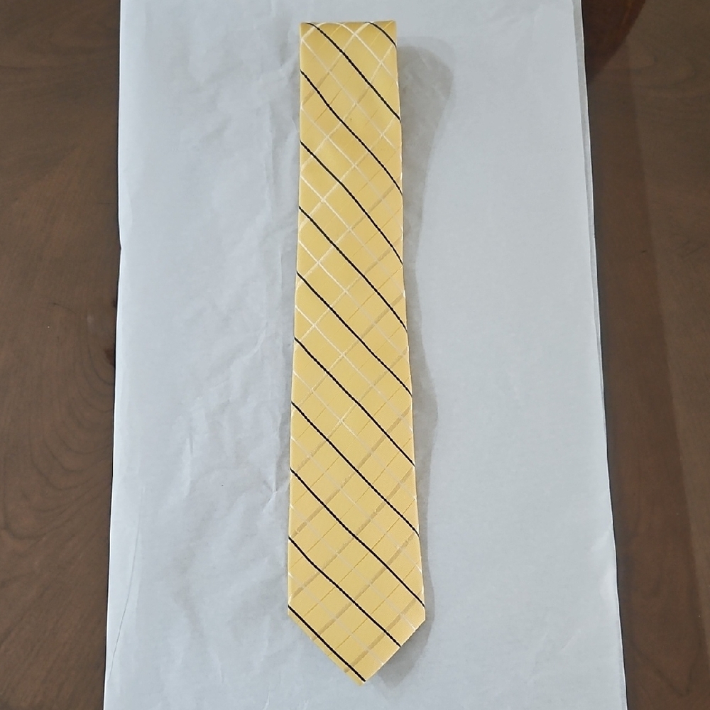 Tommy Hilfiger Yellow and Black Striped Tie